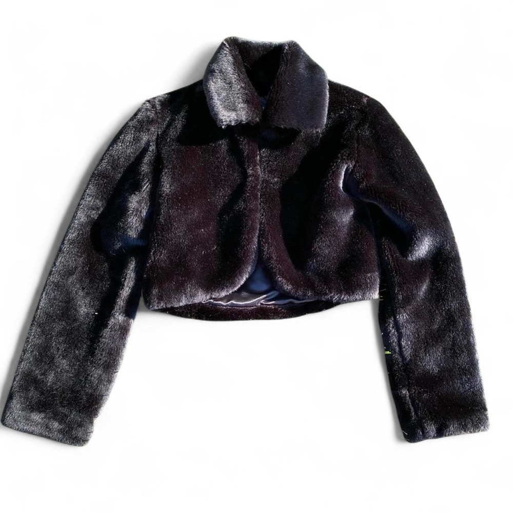 Rave Black and Gray Satin Lined Fux fur Jacket